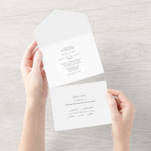 Contemporary Simple White Wedding All In One Invitation