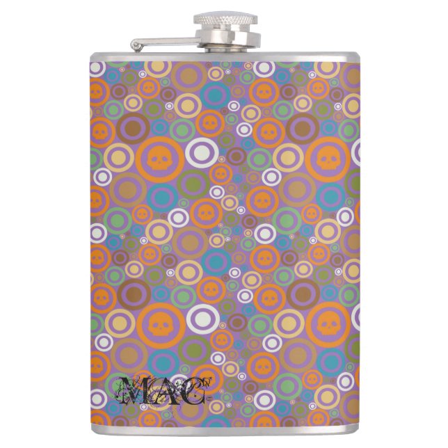 Contemporary Skulls Purple Hip Flask (Front)