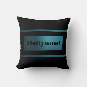 Contemporary Slick Teal 3 Striped/Black Pillow-CA1 Cushion