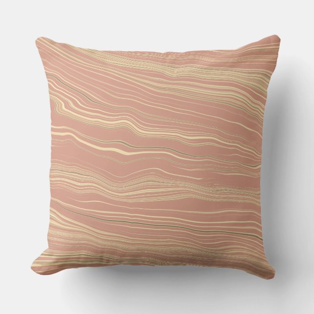 Contemporary Soft Coral, Tan with Linen Pattern Cushion (Front)