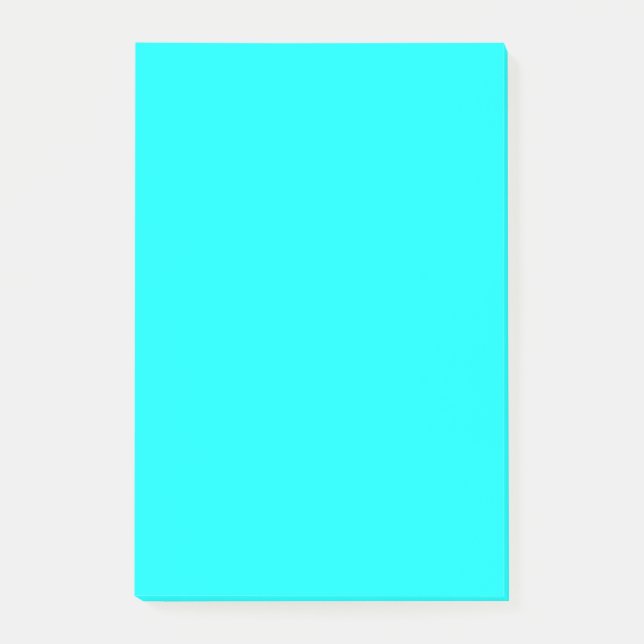 Contemporary Solid Colour Bright Cyan Aqua Post-it Notes (Front)