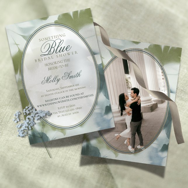 Contemporary Something Blue Bridal Shower Invitation (Contemporary Something Blue Bridal Shower Invitation)