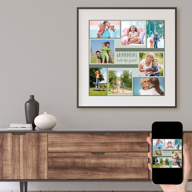 Contemporary Square Photo Collage for Grandparents Poster (Creator Uploaded)