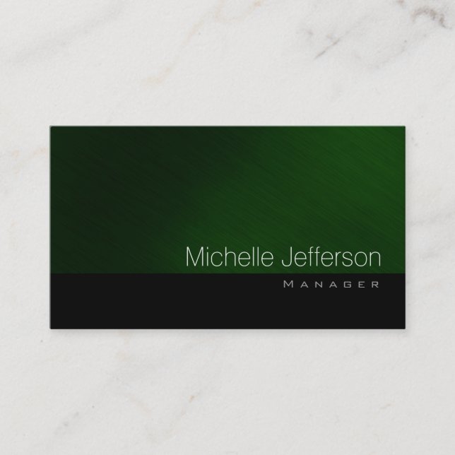 Contemporary Standard Green Black Business Card (Front)