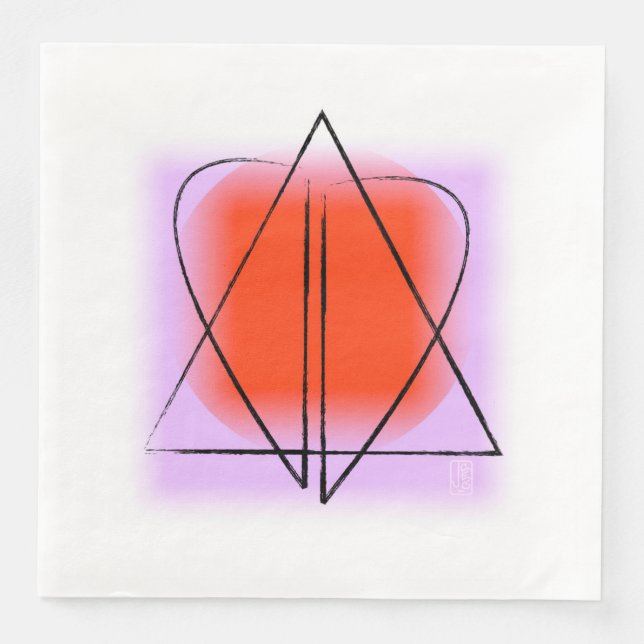 Contemporary Star of David/Heart Napkin (Front)