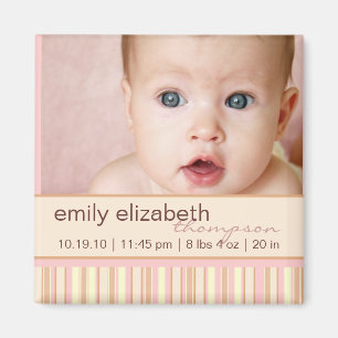 Contemporary Stripe Baby Photo Magnet