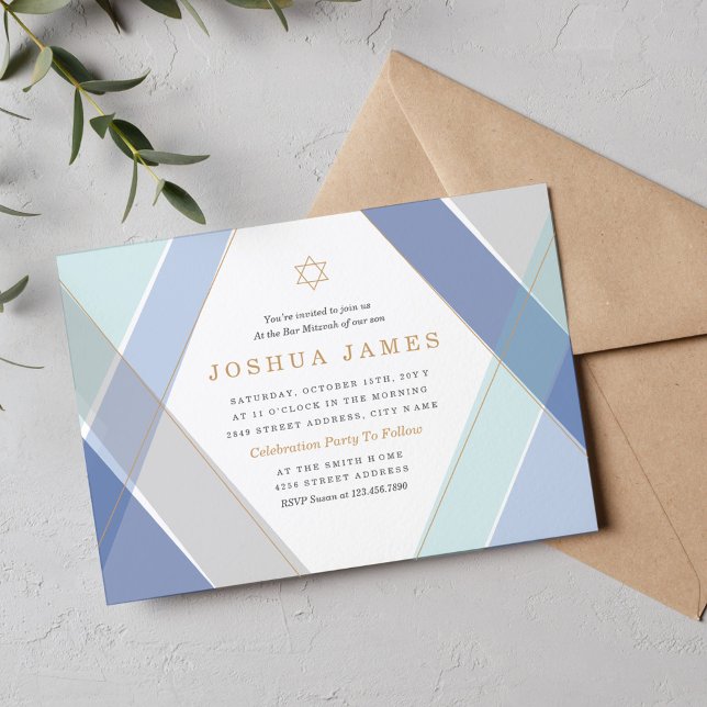 Contemporary Stripes Bar Mitzvah Invitation (Creator Uploaded)