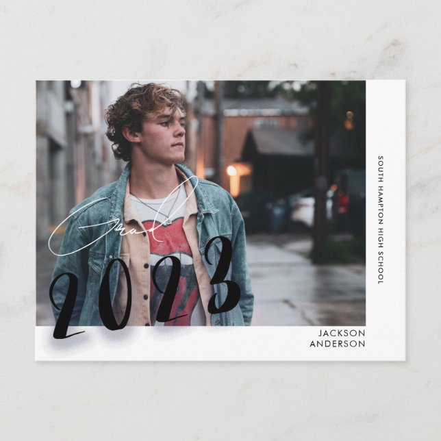 Contemporary Student Casual Photo Graduation Postcard (Front)