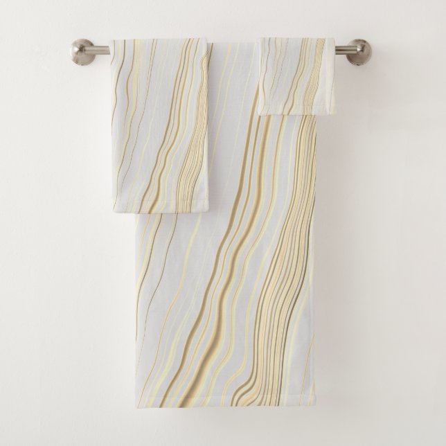 Contemporary Taupe with Linen Pattern  Bath Towel Set (Insitu)