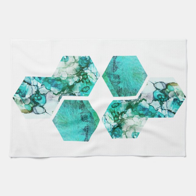 contemporary Teal Art Photography Tea Towel (Horizontal)