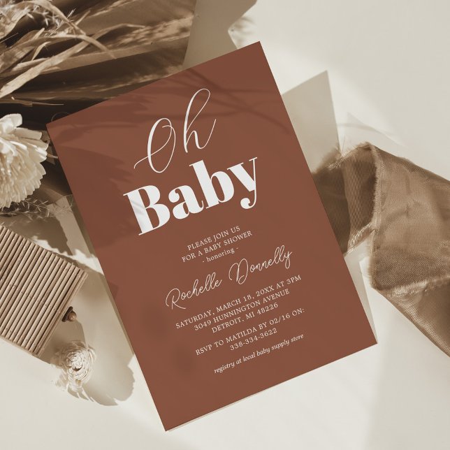 Contemporary Terracotta Baby Shower Invitation (Creator Uploaded)