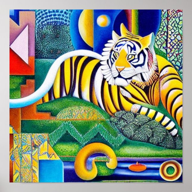 Contemporary Tiger Art - Eye-Catching Decor      (Front)