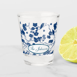 Contemporary Toile Birds & Florals Shot Glass