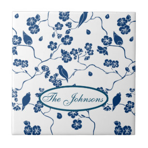 Contemporary Toile Birds & Florals Tile