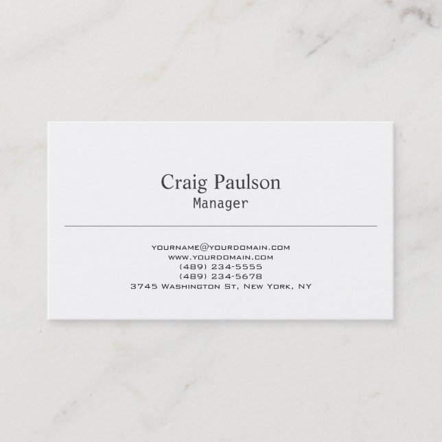 Contemporary Trend Plain Black White Business Card (Front)