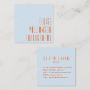 Contemporary Trendy Bold Typography Blue Orange Square Business Card
