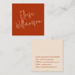 Contemporary Trendy Chic Bold Calligraphy Red Square Business Card