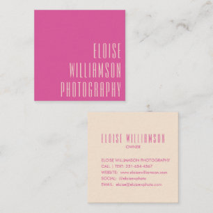 Contemporary Trendy Chic Bold Typography Hot Pink Square Business Card