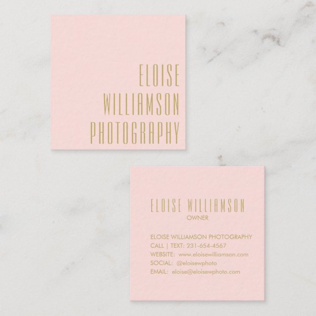 Contemporary Trendy Chic Bold Typography Pink Square Business Card (Front/Back)