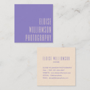 Contemporary Trendy Chic Bold Typography Purple Square Business Card