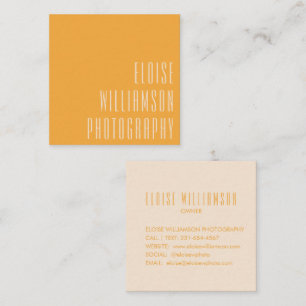 Contemporary Trendy Chic Bold Typography Yellow Square Business Card