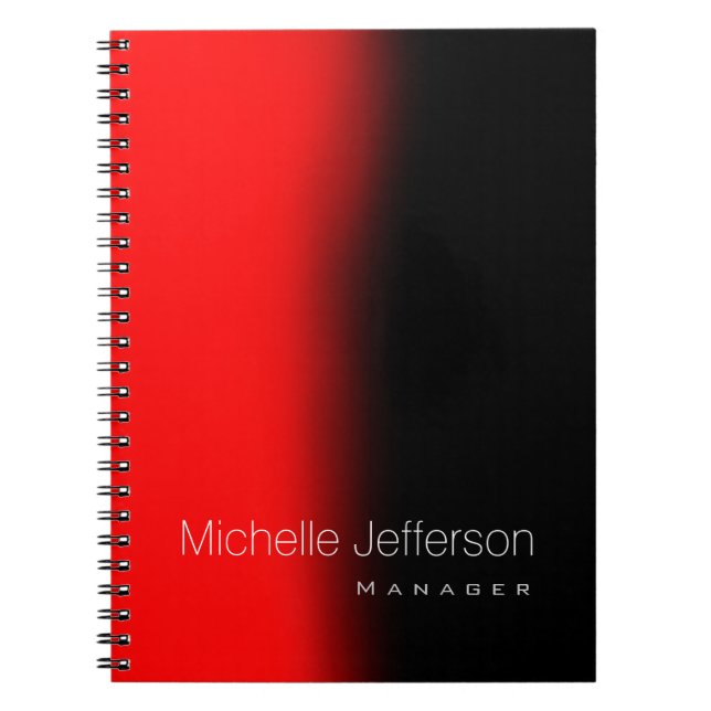 Contemporary Trendy Style Red Black Business Notebook (Front)