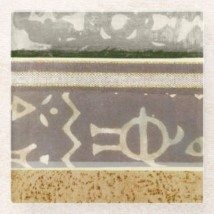 Contemporary Tribal Pattern Painting Glass Coaster