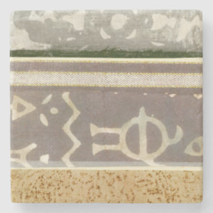Contemporary Tribal Pattern Painting Stone Coaster