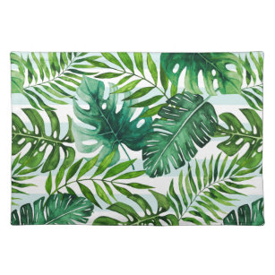 Contemporary Tropical Monstera & Palm Leaves Placemat
