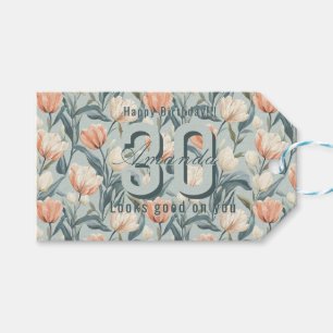 Contemporary Tulip Flower Birthday Party Gift Tags