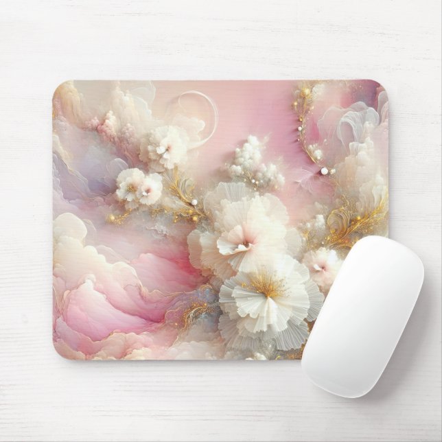Contemporary Tulle Floral Abstract Mouse Mat (With Mouse)