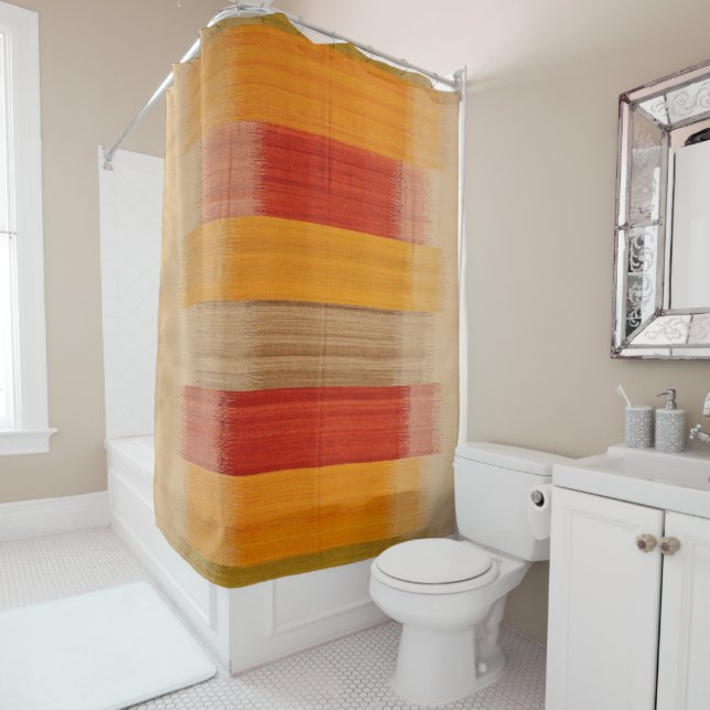 Contemporary Turkish Yellow Red Brown  Shower Curtain (In Situ)