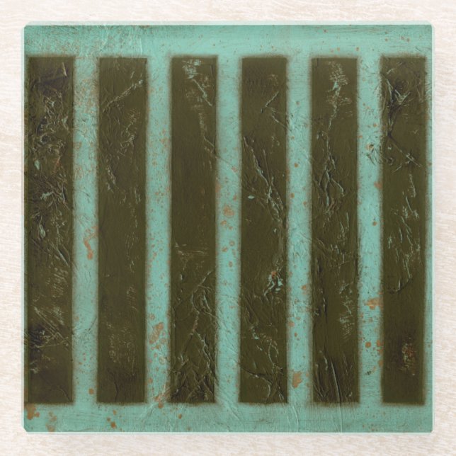 Contemporary Turquoise Air Grate Glass Coaster (Front)