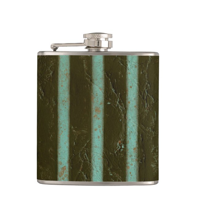 Contemporary Turquoise Air Grate Hip Flask (Front)