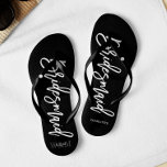 Contemporary Typography "Bridesmaid" Flip Flops<br><div class="desc">Personalised Bridal party flip-flops featuring an stylish and trendy script typography. Customise with the bride and groom's monogram, wedding date, and bridesmaid's name for a one of a kind design! Looking for a custom colour? No problem! Just send your request to heartlockedstudio at gmail dot com and we'll get back...</div>
