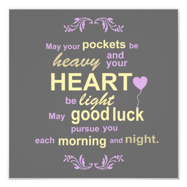 Contemporary Typography Irish Blessing in Grey Photo Print (Front)