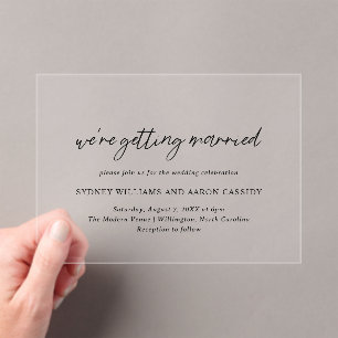 Contemporary Typography Minimalist Modern Wedding Acrylic Invitations