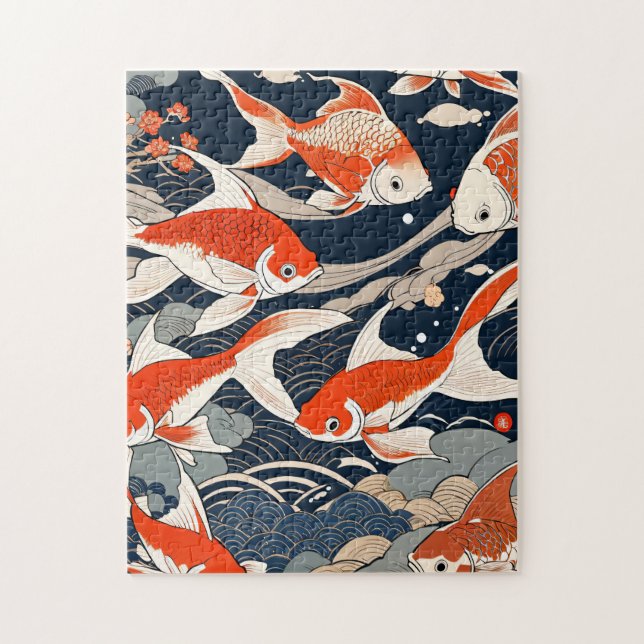 Contemporary ukiyoe, goldfish jigsaw puzzle (Vertical)