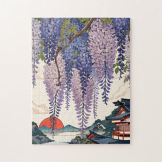 Contemporary ukiyoe, Wisteria japonica Jigsaw Puzzle