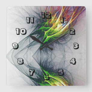 Contemporary Urban Fire flames Vivid Square Wall Clock