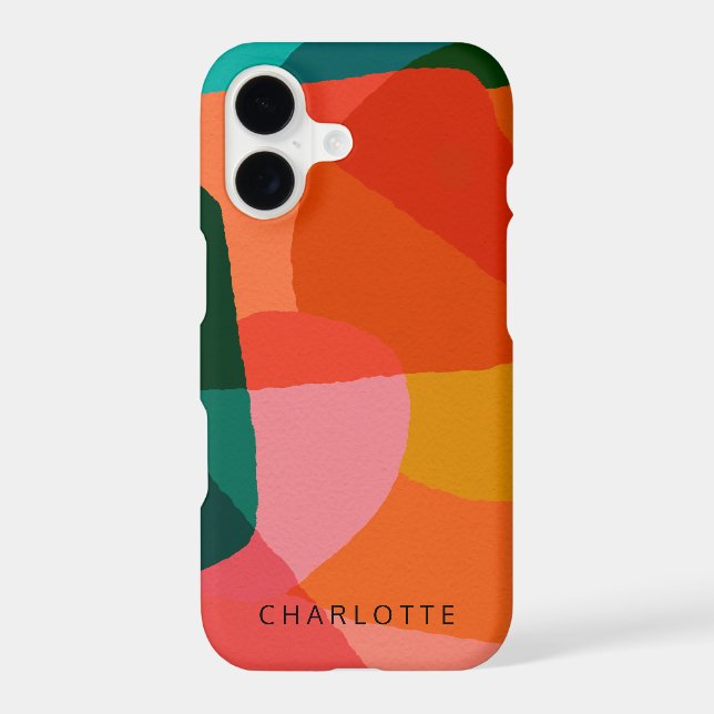 Contemporary Vibrant Abstract Art Green and Orange (Back)