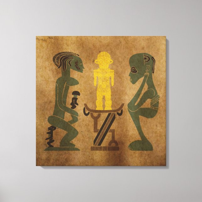 Contemporary vintage African tribal scene Canvas Print (Front)