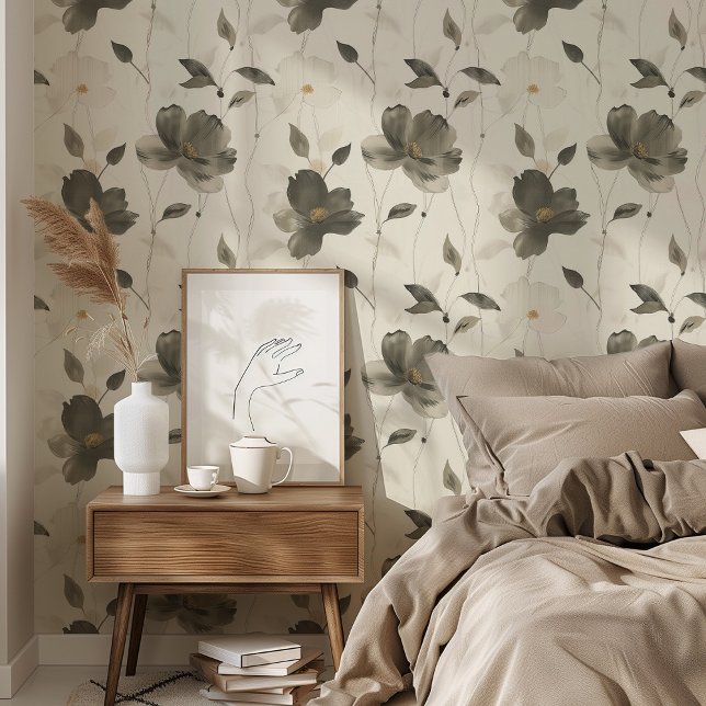 Contemporary Wallpapers Floral Charm Black & Beige (Creator Uploaded)
