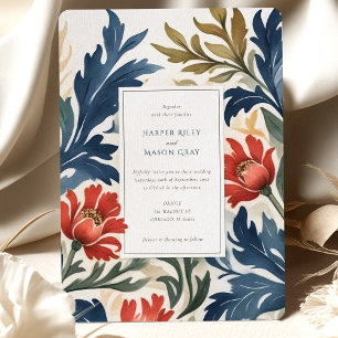 Contemporary Watercolor Florals Wedding Invitation