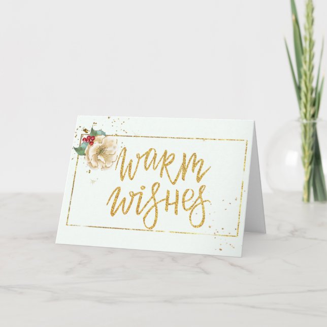 Contemporary Watercolor Magnolia Christmas Card (Front)