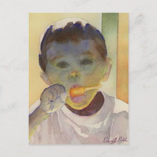 Contemporary Watercolor Painting "Orange Popsicle" Postcard