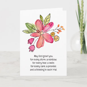 Contemporary Watercolor Pink Flower Card