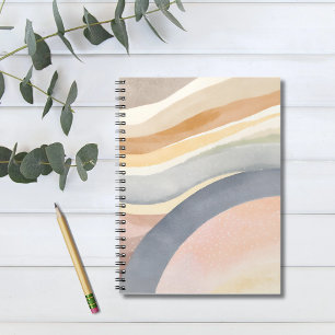 Contemporary Waves Neutral Modern Watercolor Notebook