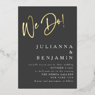 Contemporary We Do Elegant Wedding Black Gold
