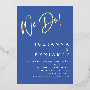 Contemporary We Do Elegant Wedding Royal Blue Gold